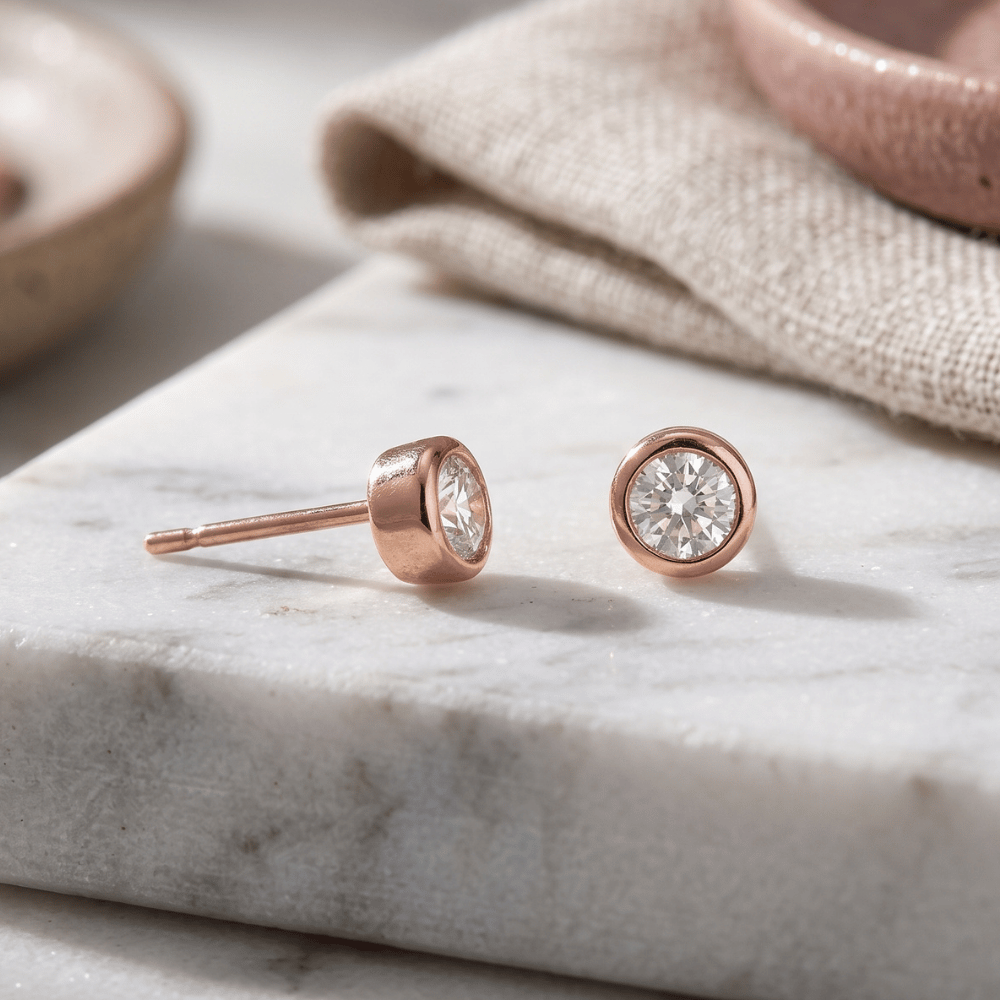 4mm Bezel Set CZ Stud Earrings