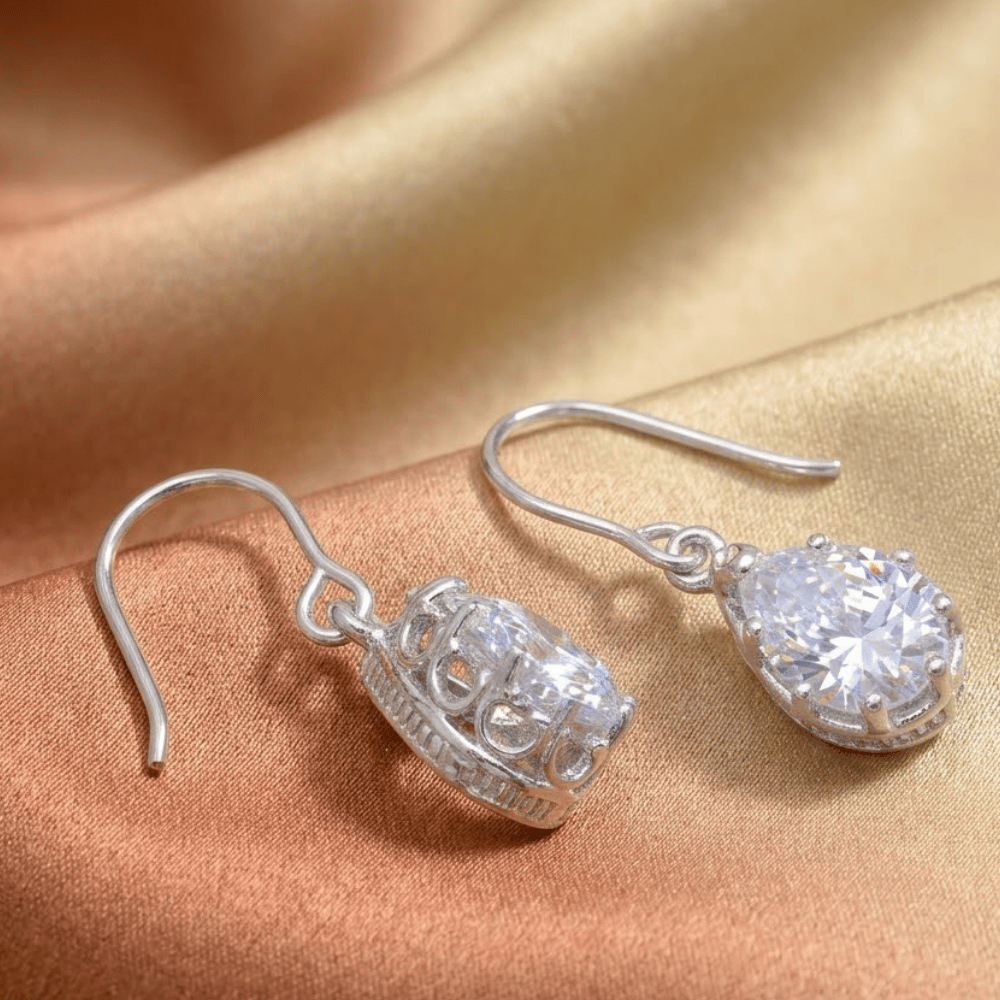 Crown Edge Cubic Zirconia French Wire Earrings
