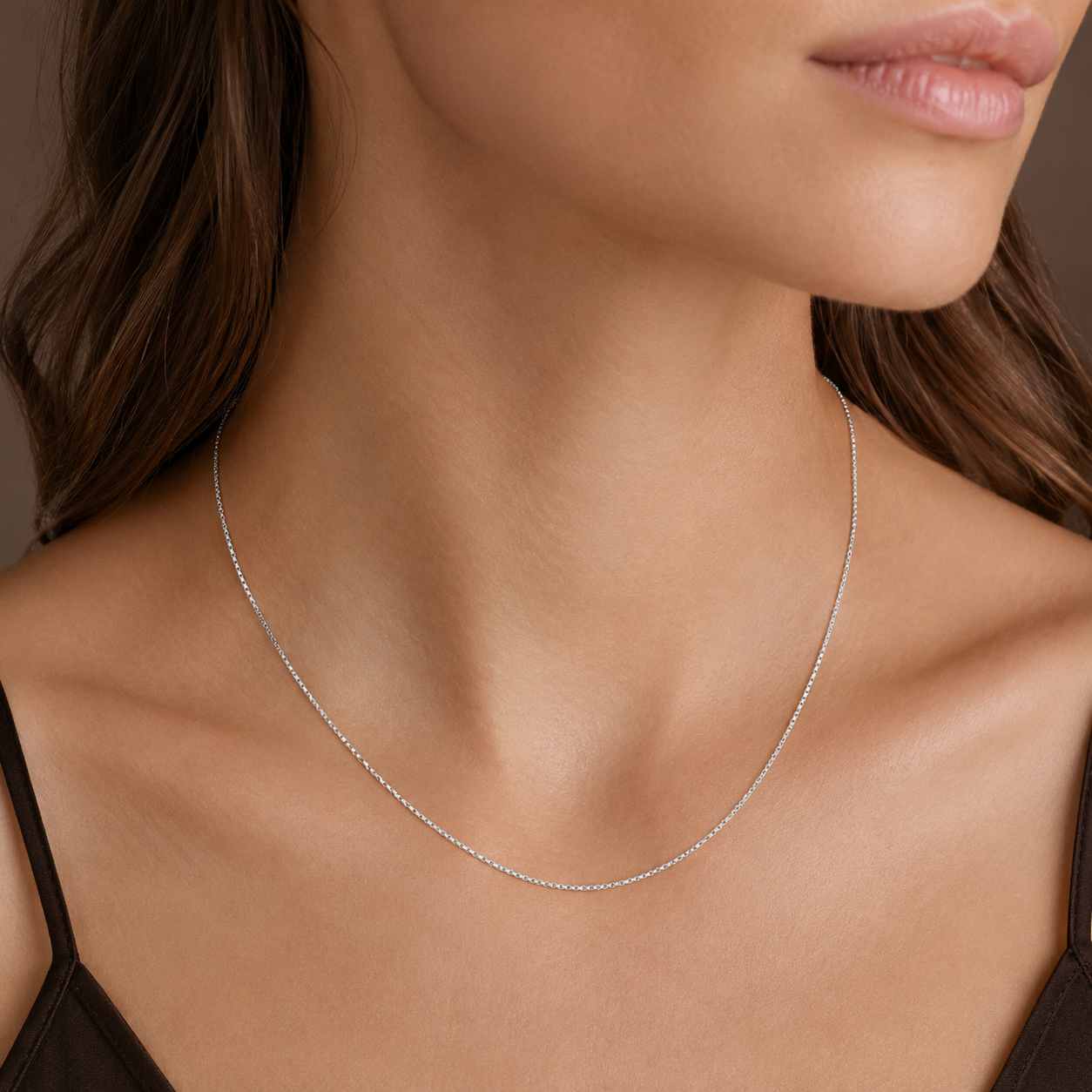 925 Sterling Silver Light Box Chain Necklace - 1.1mm