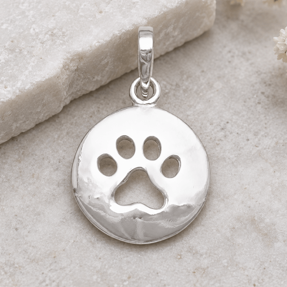 Round Cutout Paw Print Pendant