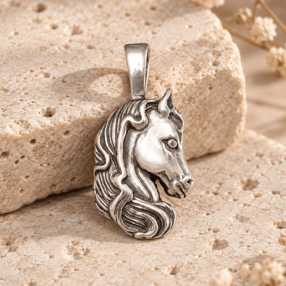 Oxidized Horse Pendant