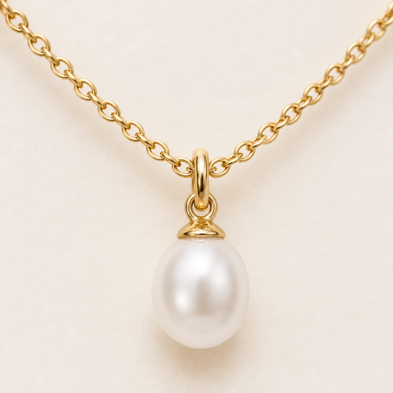 16" 18 Karat Gold PVD Stainless Steel Cultured Freshwater Pearl Drop Necklace