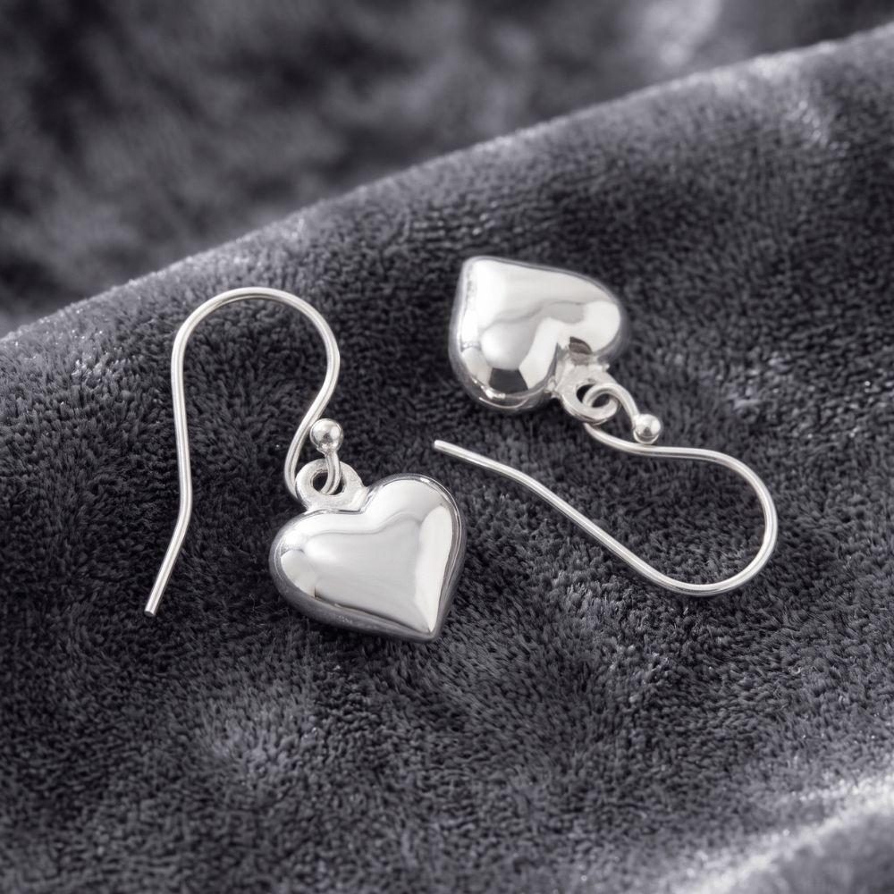 Polished Puffy Heart French Wire Earrings