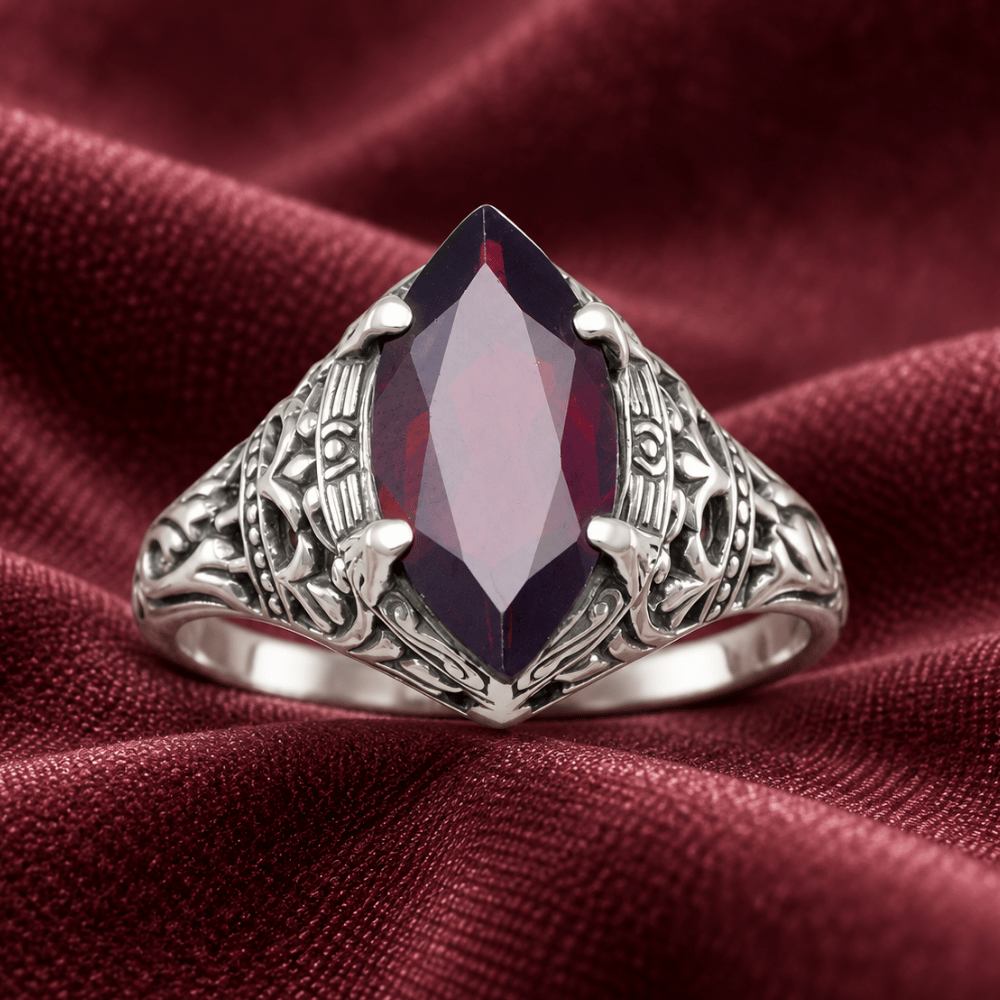 Oxidized Garnet Ring