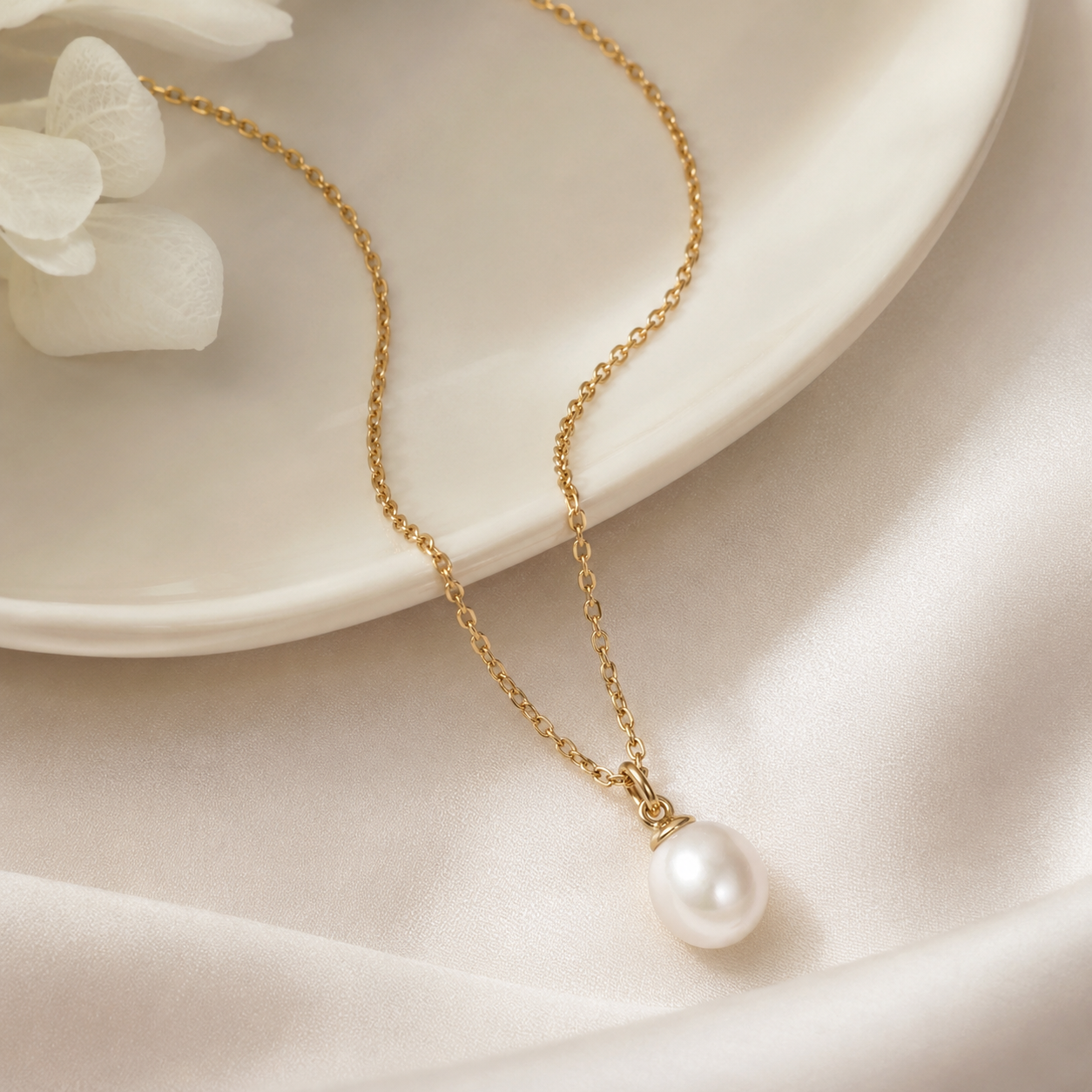16" 18 Karat Gold PVD Stainless Steel Cultured Freshwater Pearl Drop Necklace