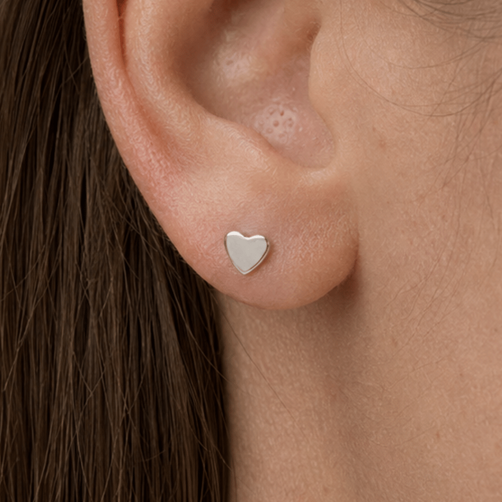 Polished Heart Stud Earrings