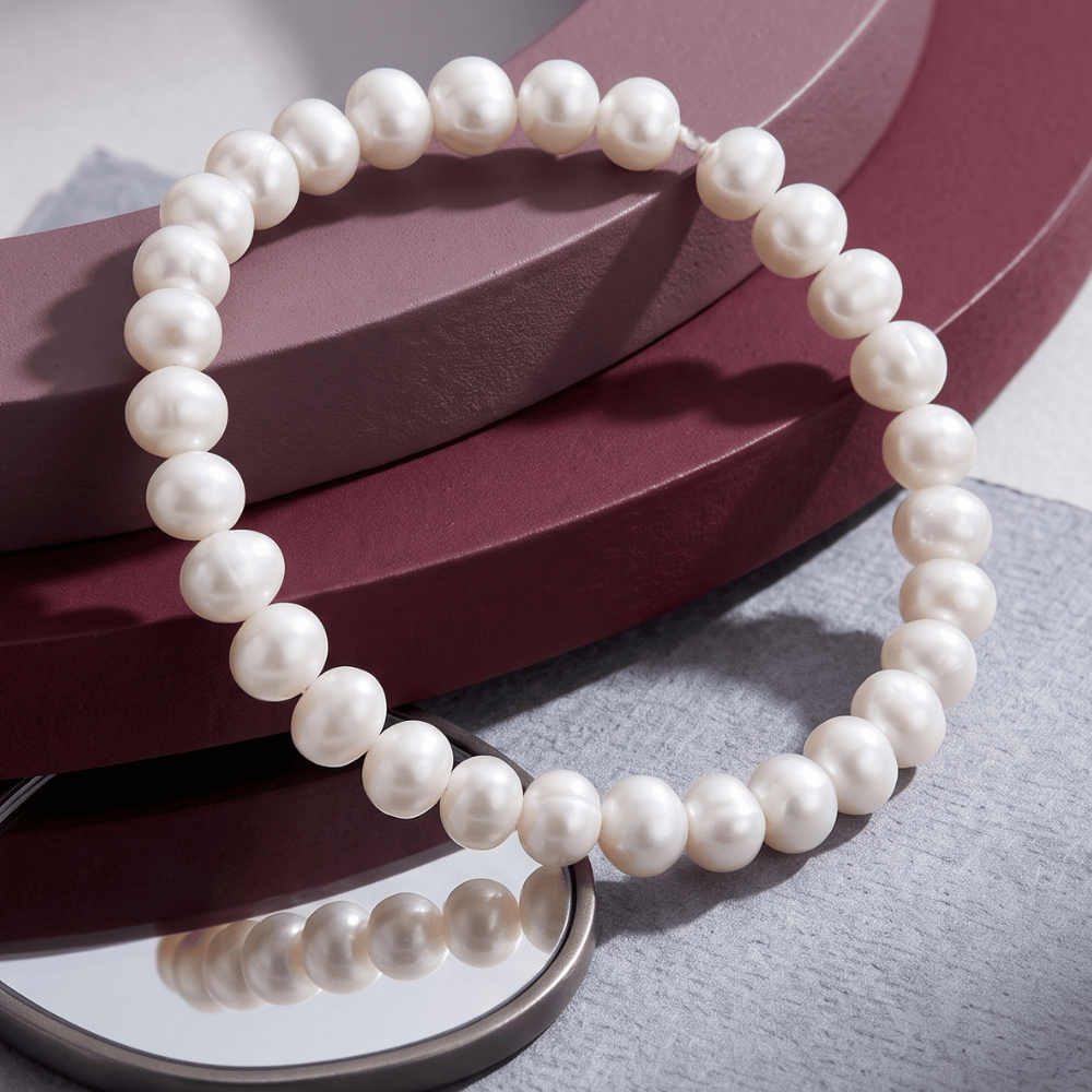 5.5" White Cultured Freshwater Pearl Stretch Bracelet