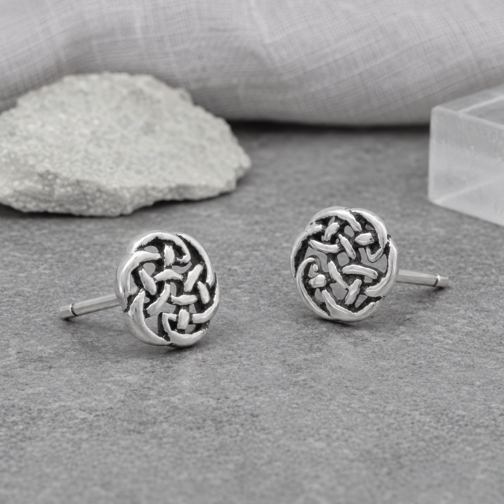 Small Oxidized Celtic Stud Earrings
