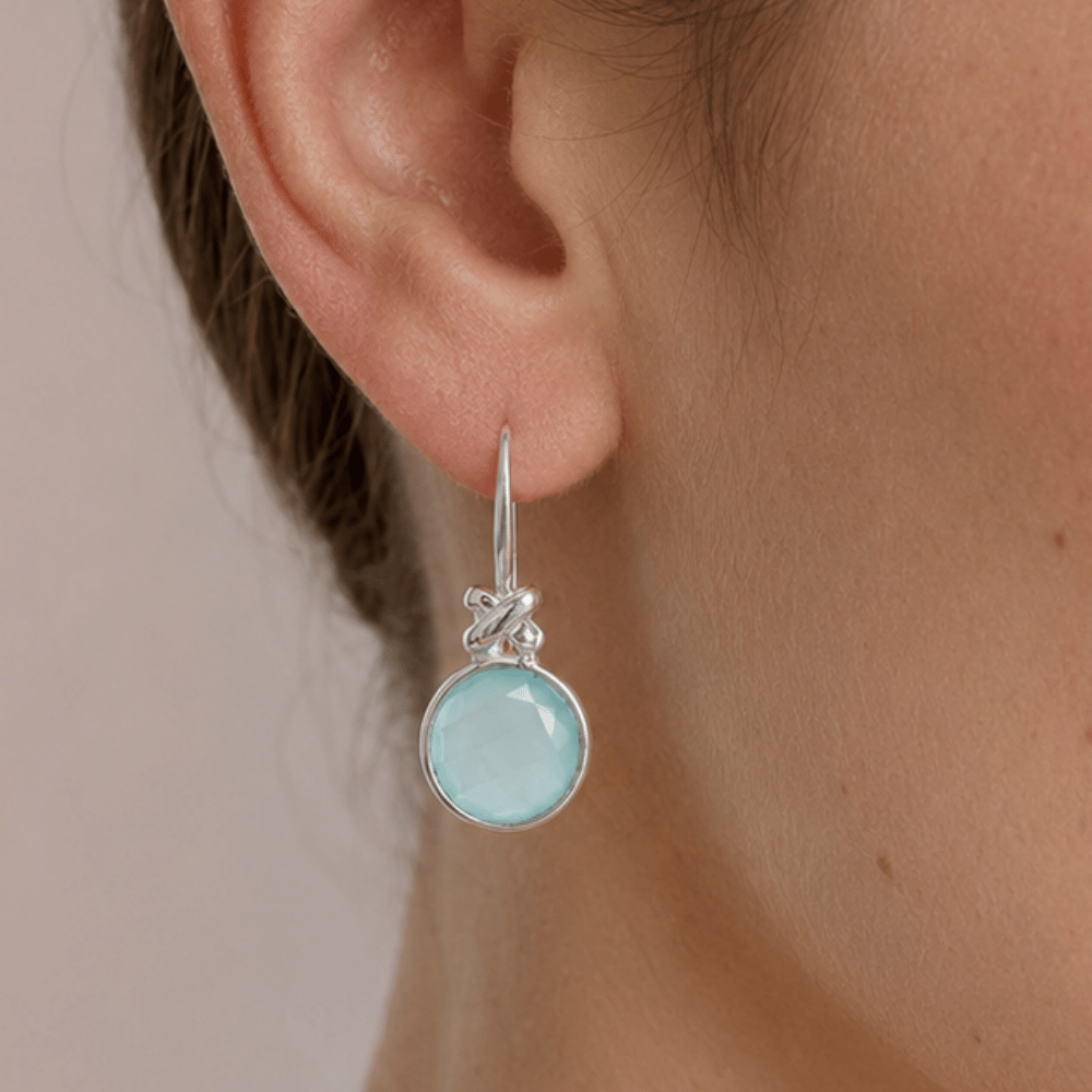 Faceted Sea Green Chalcedony Earrings