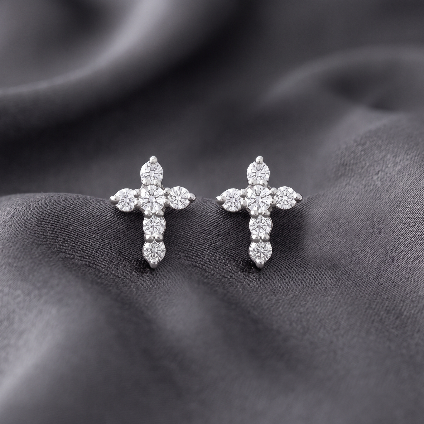 Small CZ Cross Stud Earrings