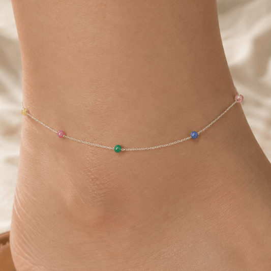 9.25" + 1" Multicolor Bead Anklet