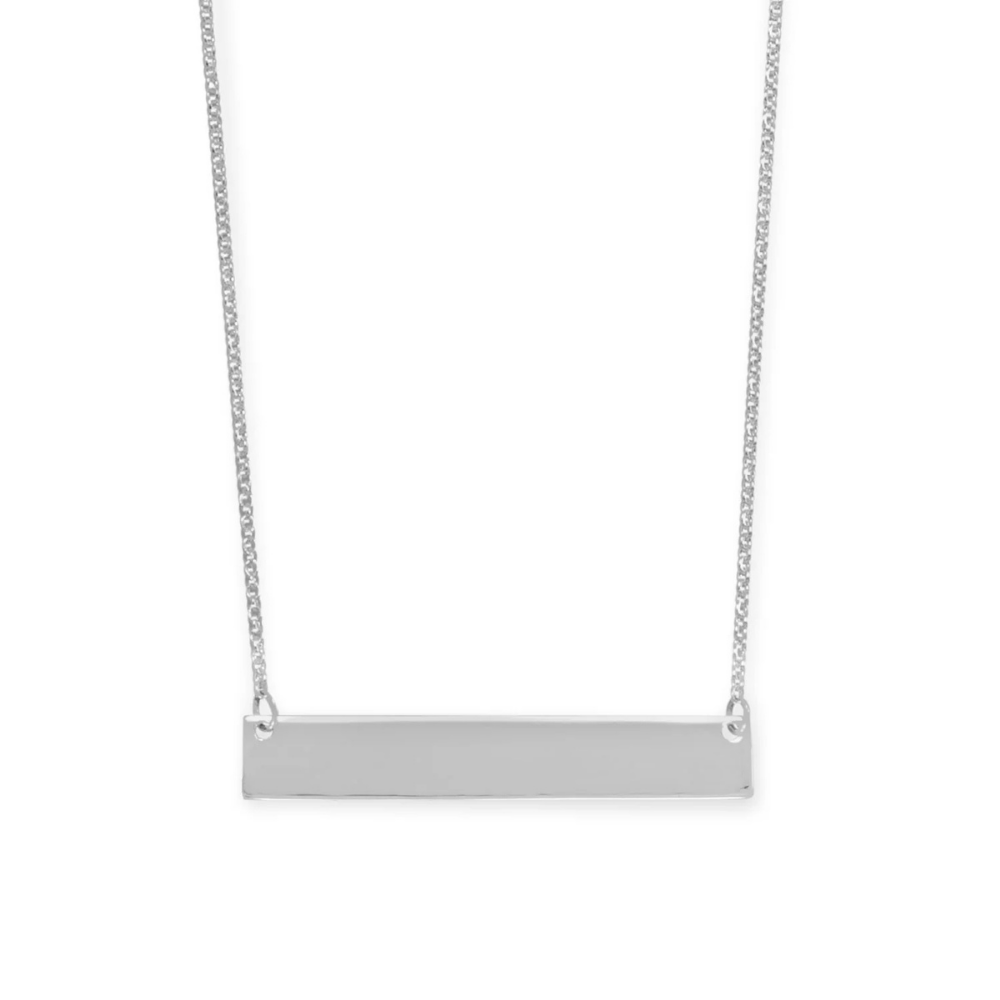 16" + 2" Sterling Silver Bar Necklace