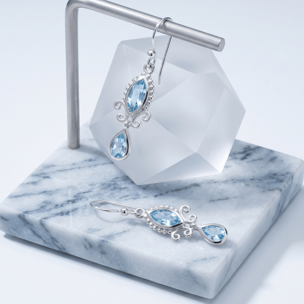 Multishape Blue Topaz Earrings