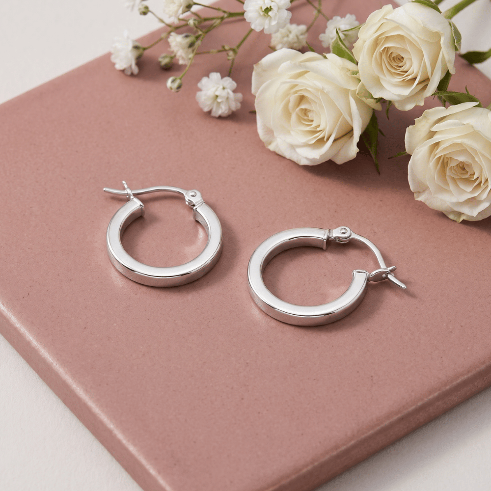 2mm x 18mm Square Tube Hoop Earrings