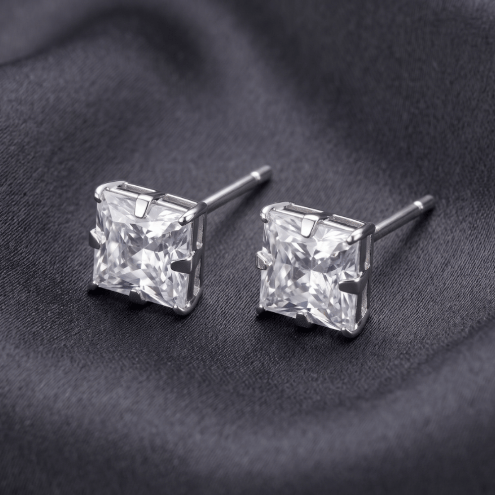 CZ Square Stud Earrings