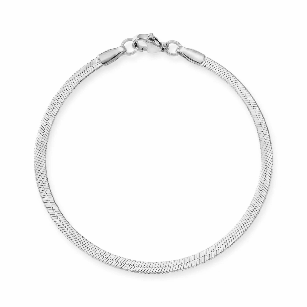 7" Stainless Steel 3mm Herringbone Bracelet