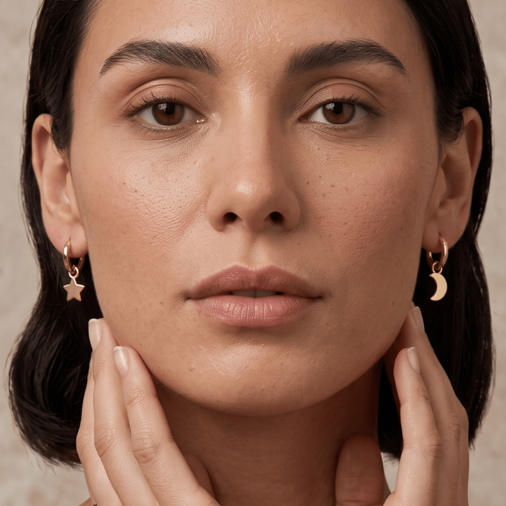 Moon and Star Charm Hoop Earrings