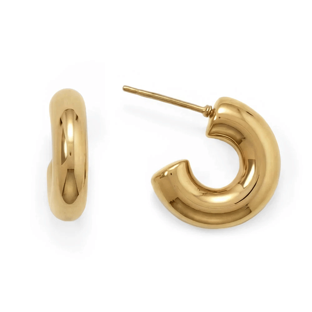 Chunky Huggie Hoop Earrings - Gold - view 5
