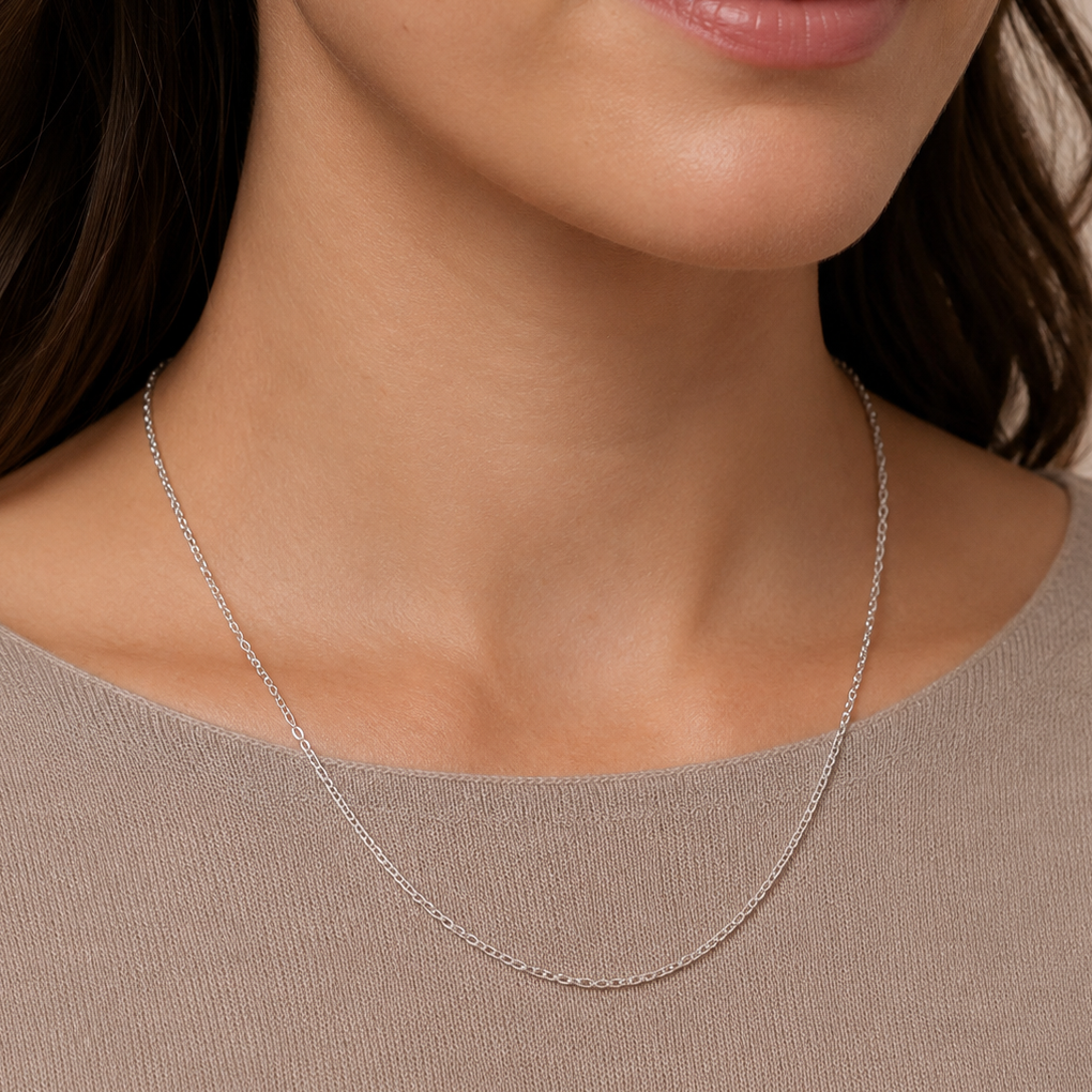 925 Sterling Silver Rhodium Plated Cable Chain Necklace - 1.9mm