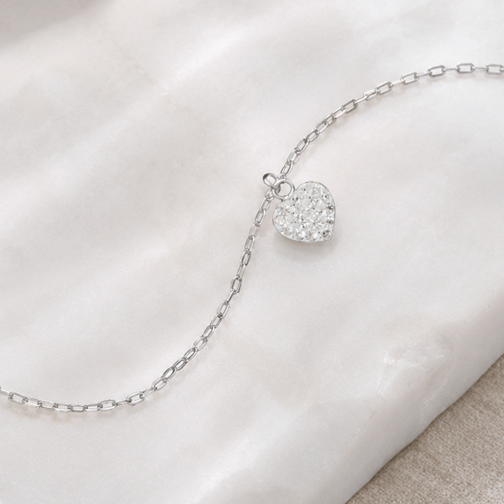 9" + 1" Swarovski Crystal Heart Charm Anklet