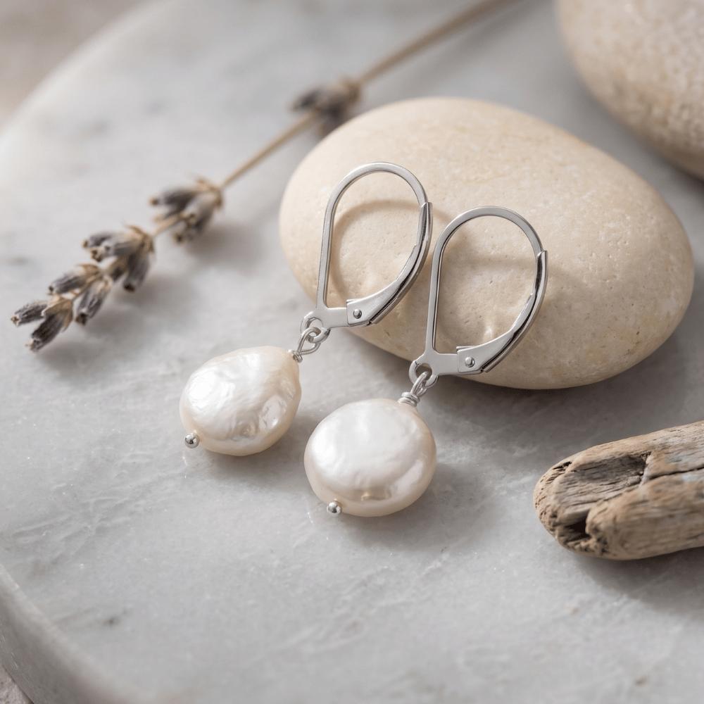 12mm Cultured Freshwater Coin Pearl Earrings