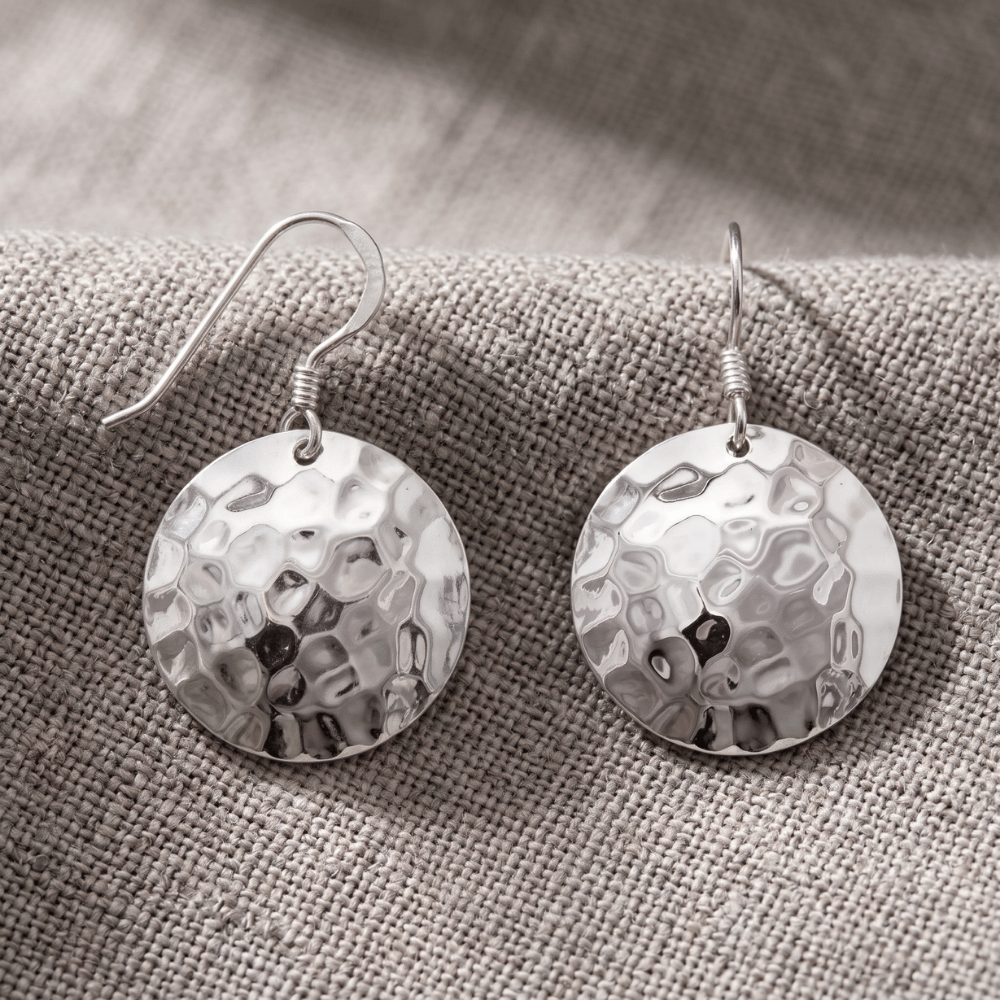 Round Hammered French Wire Earrings