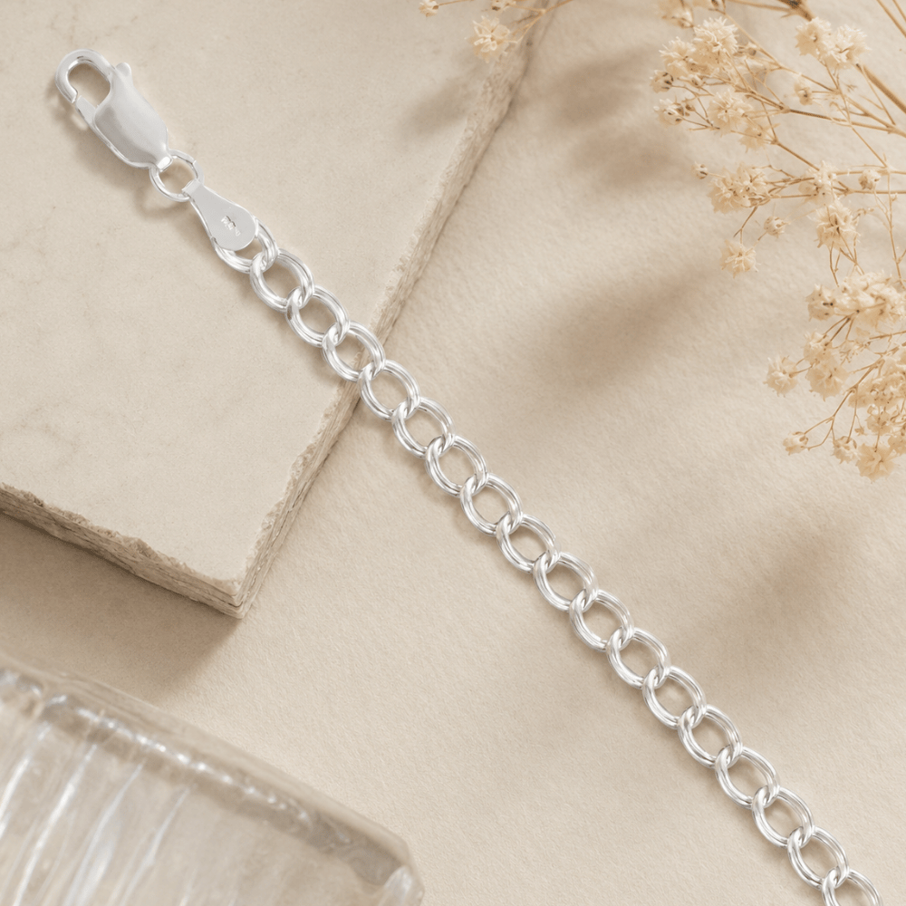 925 Sterling Silver Diamond Cut Light Charm Bracelet - 4.5mm - view 2