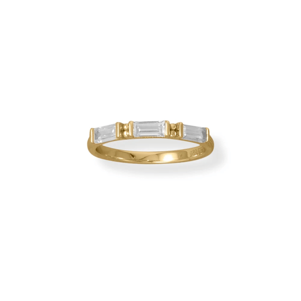 14 Karat Gold Plated Baguette CZ Ring