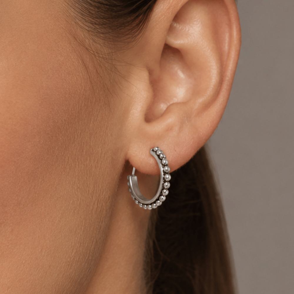 Oxidized Bead 3/4 Hoops