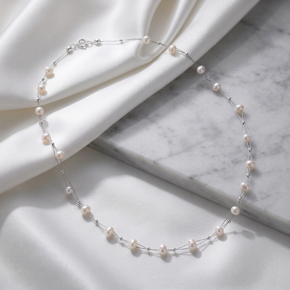 16" Double Strand Cultured Freshwater Pearl Necklace