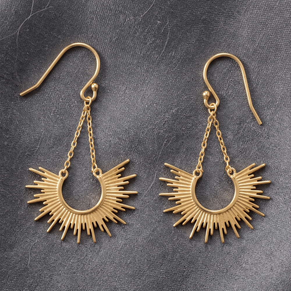14 Karat Gold Plated Sunburst Earrings