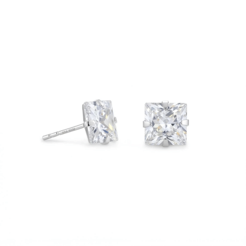 CZ Square Stud Earrings