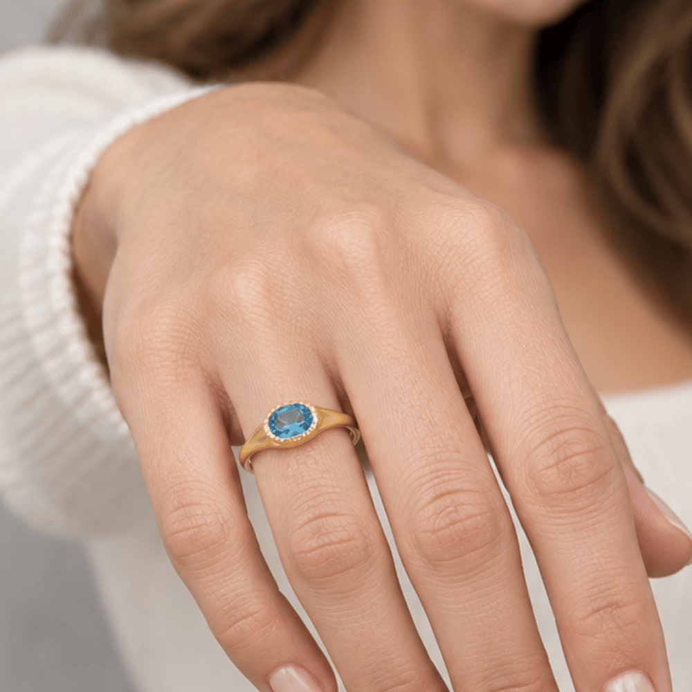 14 Karat Gold Plated Blue Topaz Ring