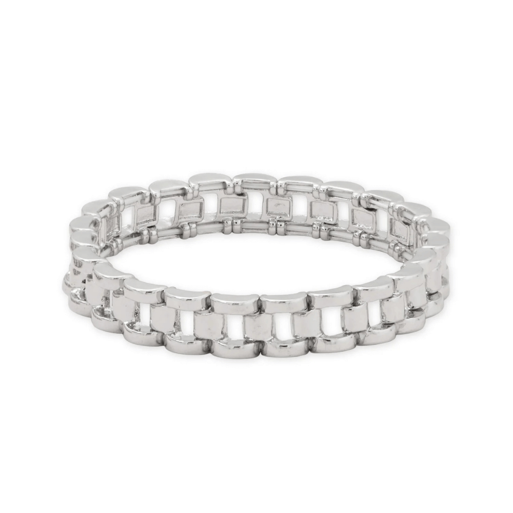7-inch Watch Link Fashion Stretch Bracelet - 10.5mm - Silver - view 5