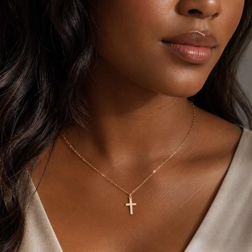 13" + 1" Gold Filled Cross Charm Necklace