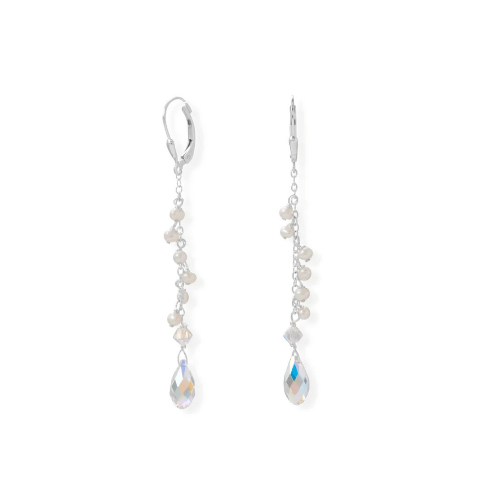 Swarovski Crystal and Cultured Freshwater Pearl Earrings
