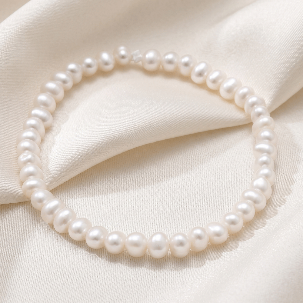 White Cultured Freshwater Pearl Stretch Bracelet