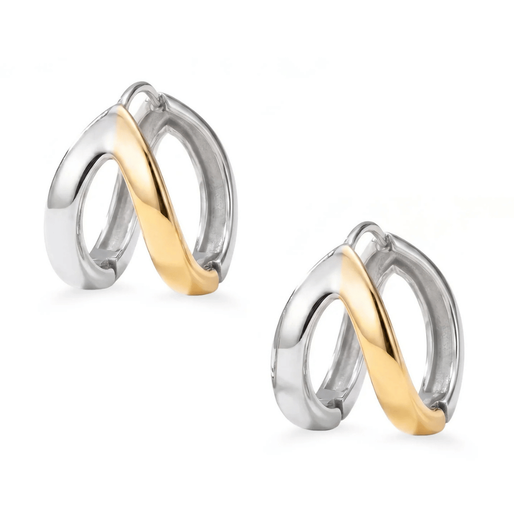 Two Tone Stainless Steel Split Hoop Earrings