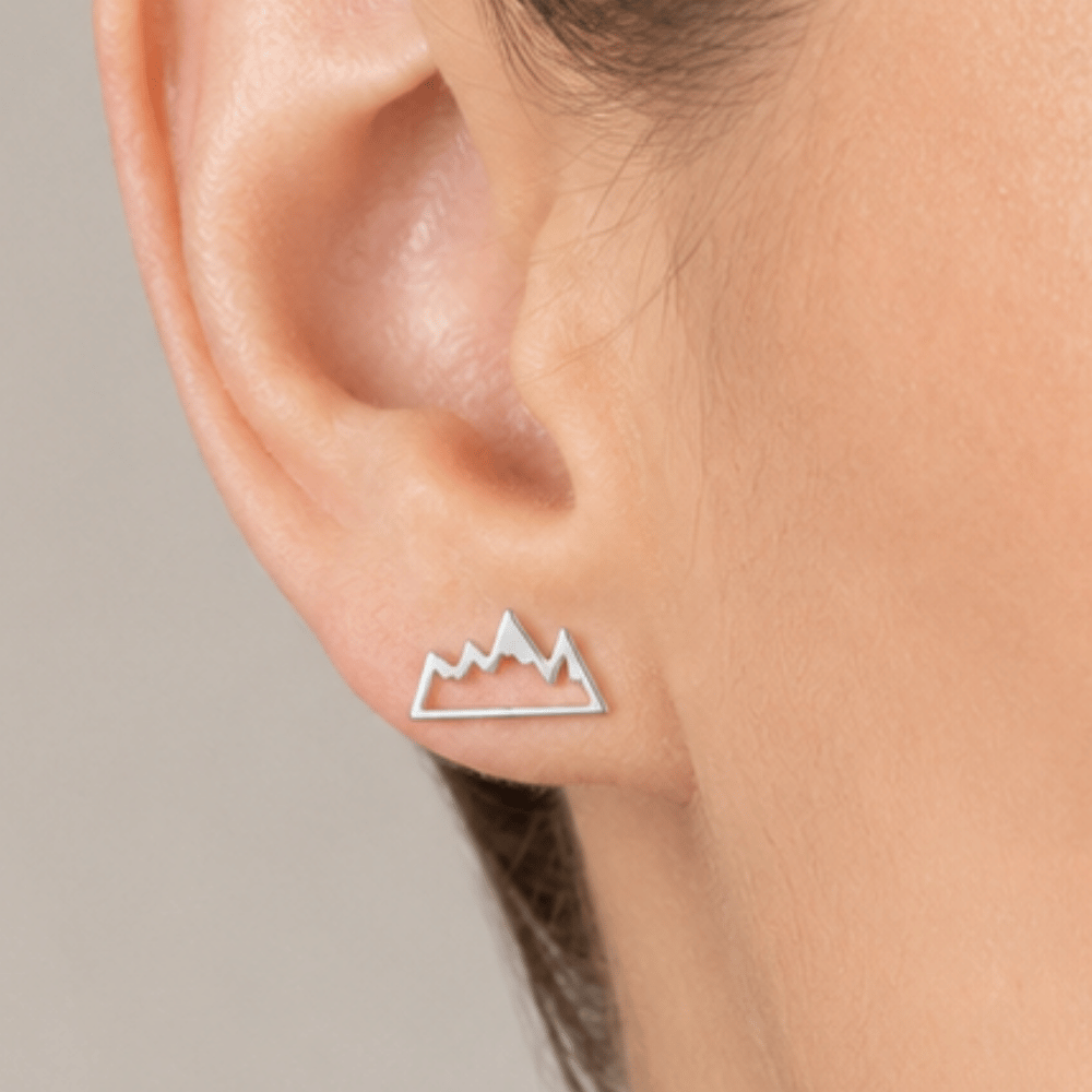 Rhodium Plated Mountain Range Earrings