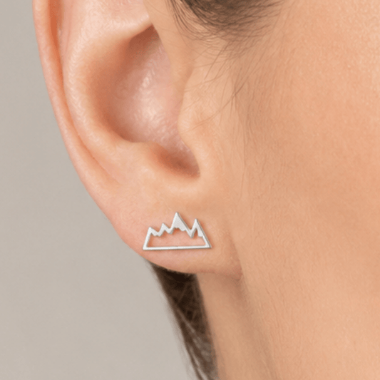 Rhodium Plated Mountain Range Earrings