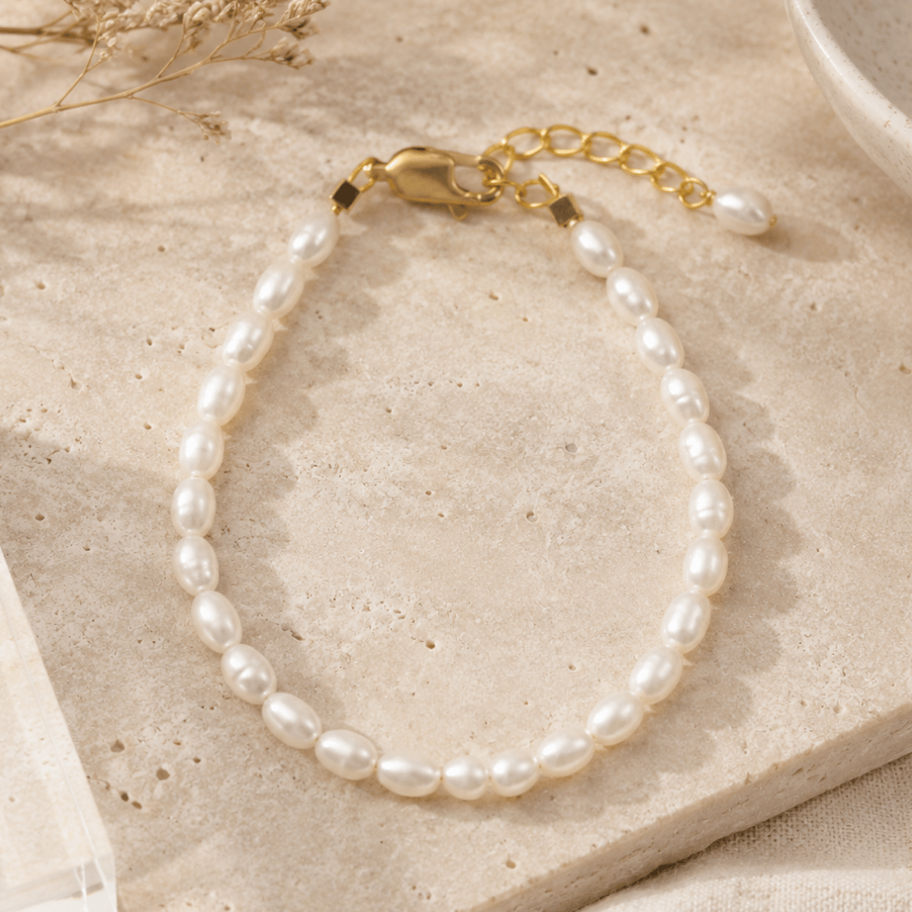 5-inch+1-inch 14/20 Gold Filled Cultured Freshwater Rice Pearl Bracelet - view 2