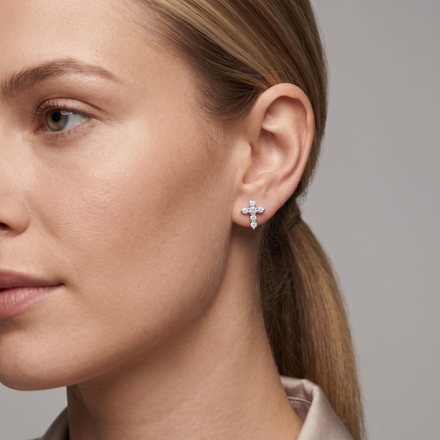 Small CZ Cross Stud Earrings