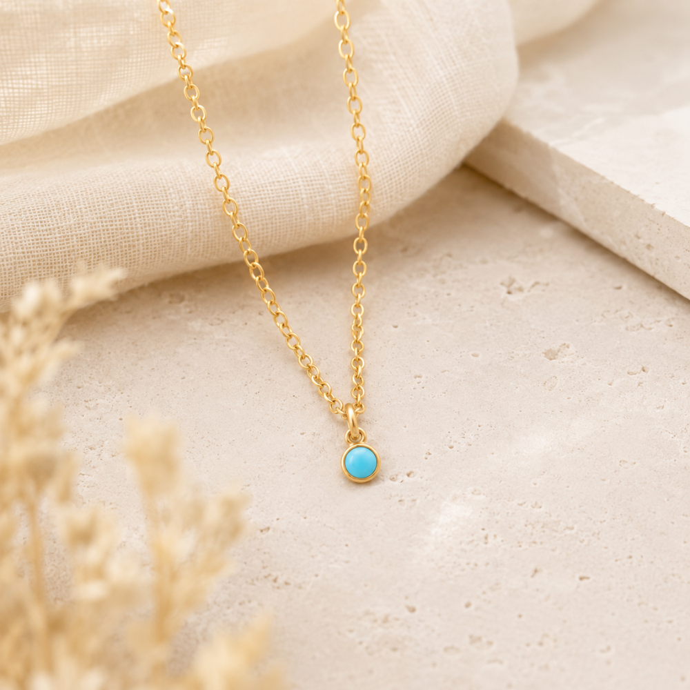 15" + 2.5" 14/20 Gold Filled 3mm Imitation Turquoise Necklace