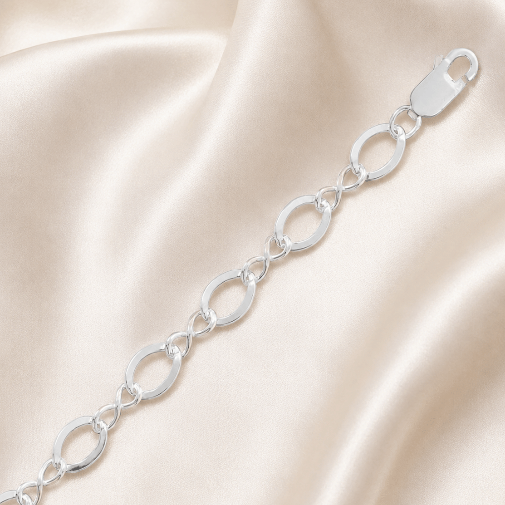 925 Sterling Silver Figure 8 Charm Bracelet - 5.5mm - view 3