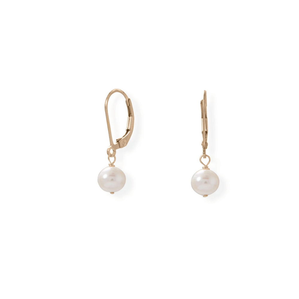 Gold-Filled Cultured Freshwater Pearl Lever Earrings