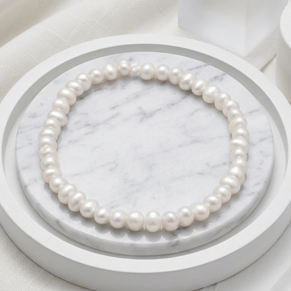 White Cultured Freshwater Pearl Stretch Bracelet