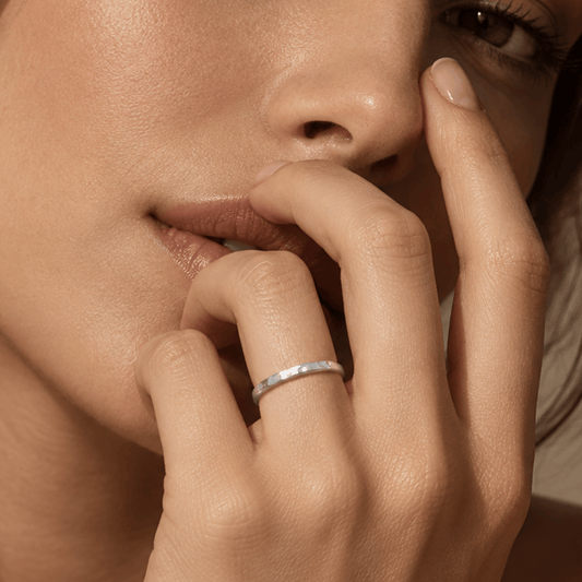 Thin Hammered Band Midi Ring