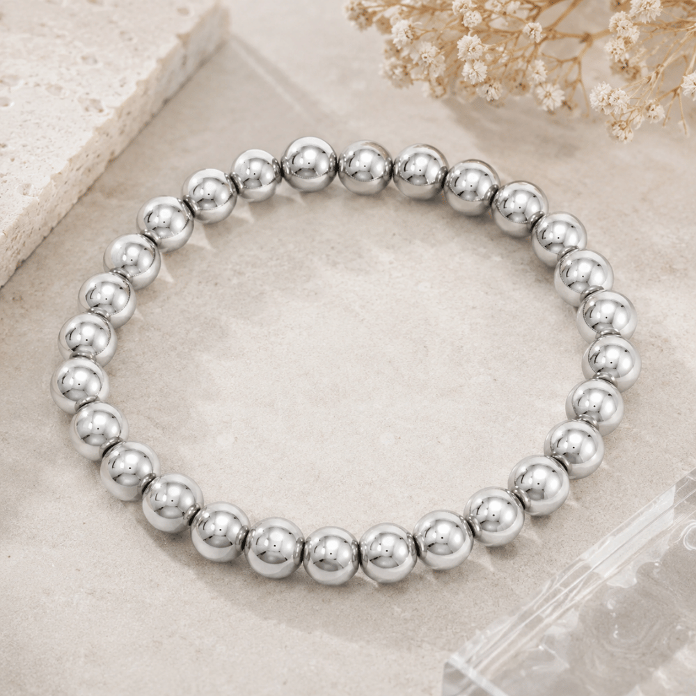 8" 8mm Stainless Steel Bead Stretch Bracelet