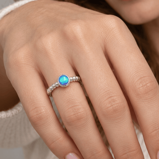 Round Synthetic Opal Ring