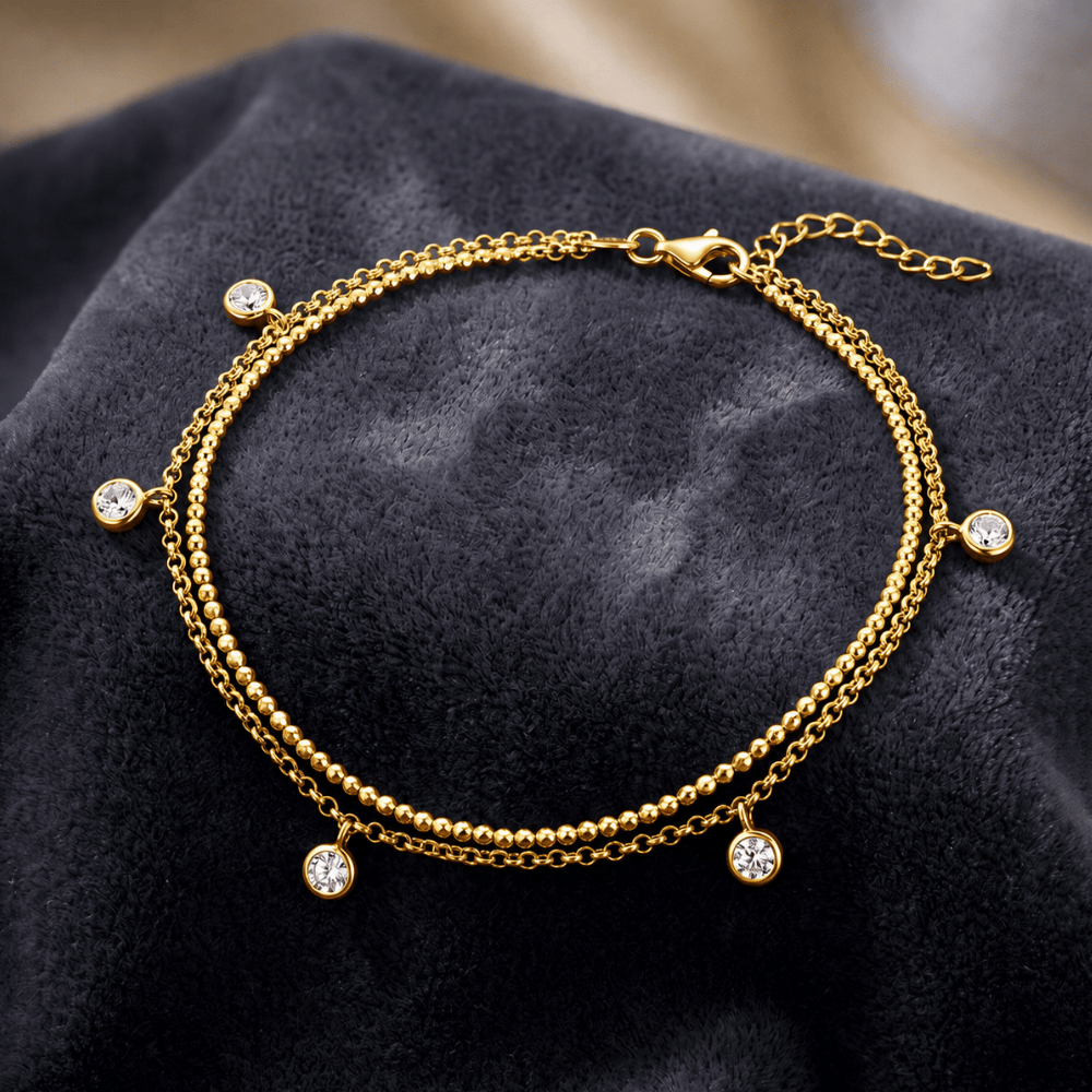 14 Karat Gold Plated Charm Chain Anklet